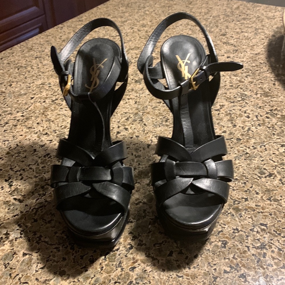 YSL Black  Tribute Sandal.